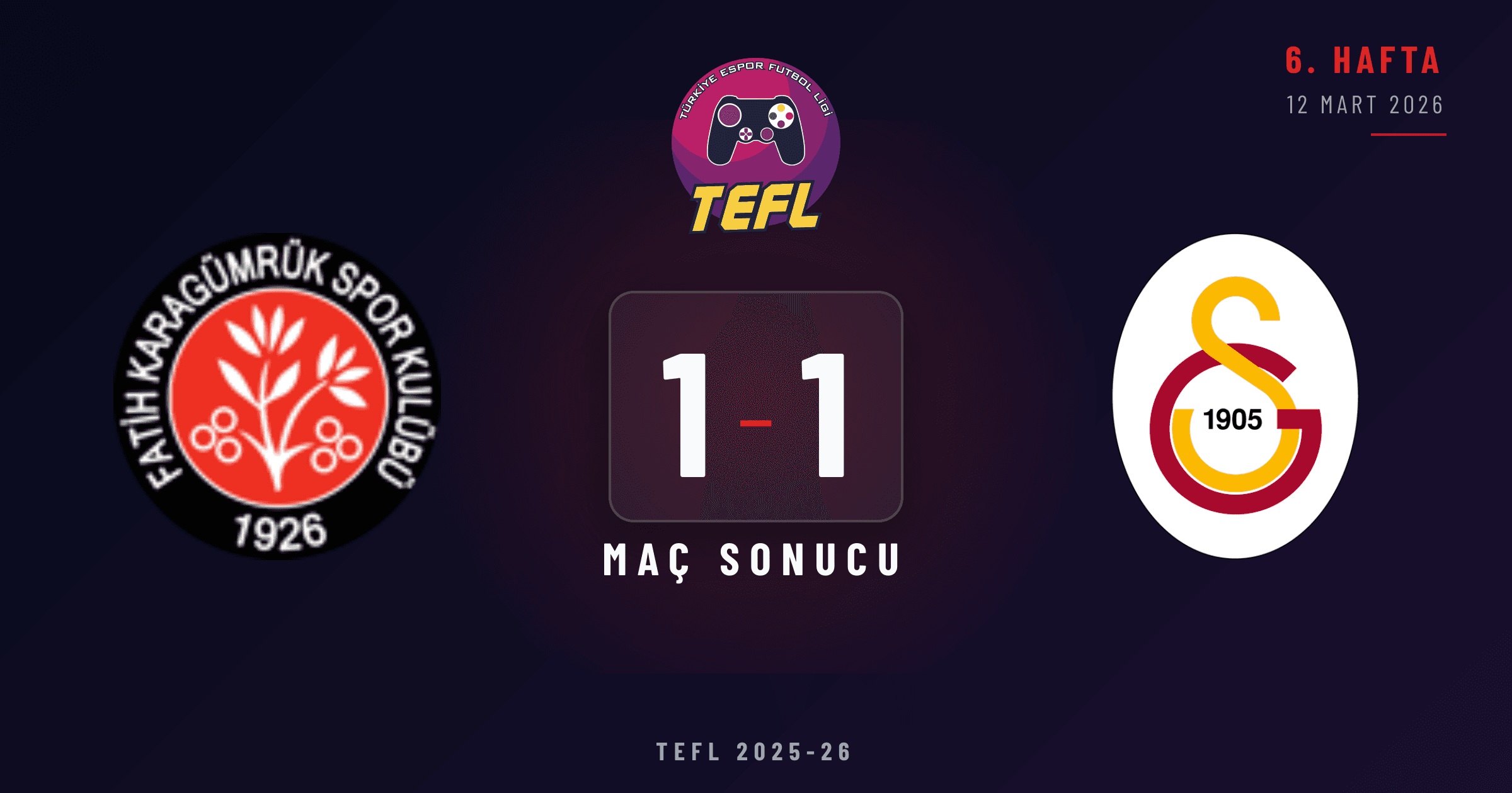 Fatih Karagümrük SK 1-1 Galatasaray Espor