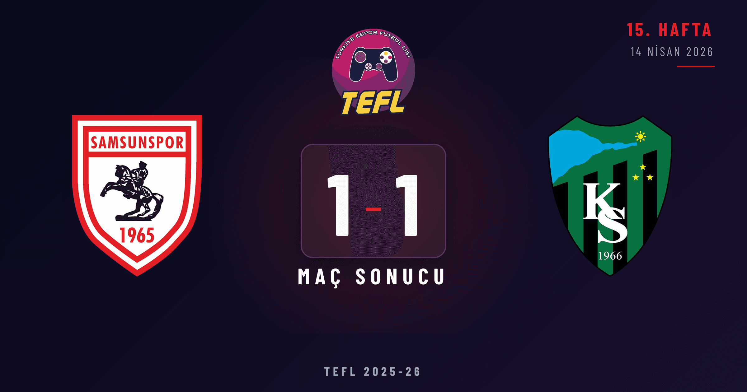 Samsunspor 1-1 Kocaelispor