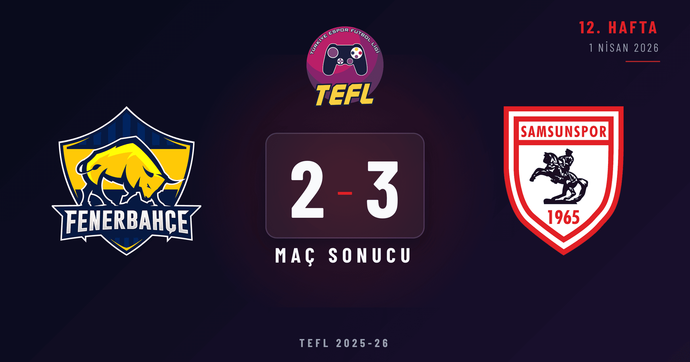Fenerbahçe Espor 2-3 Samsunspor