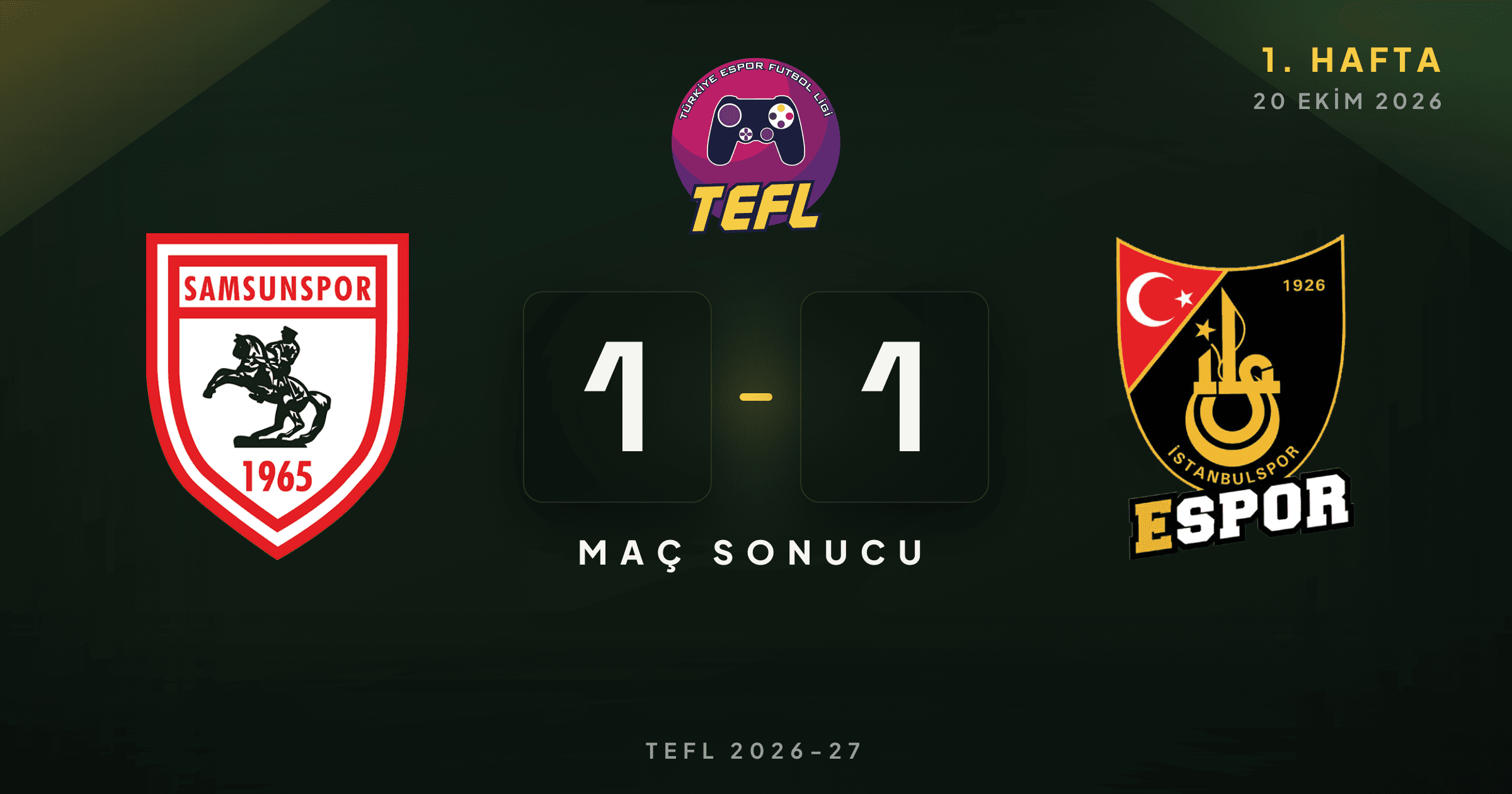 Samsunspor 1-1 İstanbulspor